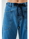 Barrel Denim Pants With Eyelet Waist