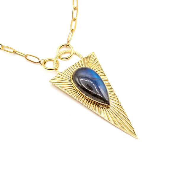 Brass Labradorite Medallion Necklace