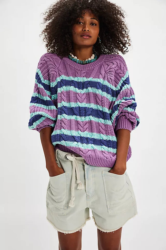 Frankie Striped Cable Knit Sweater
