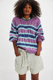 Frankie Striped Cable Knit Sweater