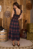 Plaid Smocked Tiered Midi Dress