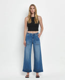 High Rise Double Cuffed Baggy Wide Jeans