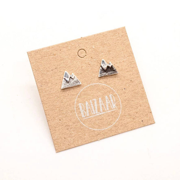 Sterling Silver Mountain Stud Earrings