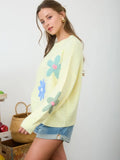 Multi-Color Crochet Floral Knit Pullover