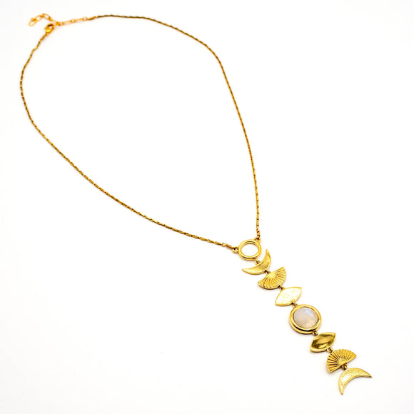 Brass Moonstone Phase Necklace 