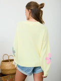 Multi-Color Crochet Floral Knit Pullover