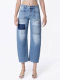 High Rise Patchwork Barrel Jeans