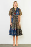 Puff Sleeve Floral Print Tiered Dress