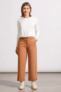 Audrey Button Fly Wide Leg Crop Jeans