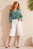Audrey Capri Palazzo Jeans with Patch Pockets - White