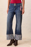 Audrey Palazzo Jeans with Printed Cuff and Novelty Pearl Belt Charm