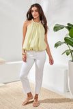 Bubble Hem Blouse With Braided Neckline