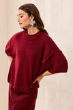 Lightweight Drop Shoulder Crew Neck Elbow Sleeve Sweater