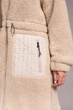 Tribal Faux Sherpa Zip Front Hooded Coat with Drawcord