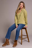 Mandarin Collar Long Puff Sleeve Sweater