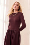 Mixed Media Long Sleeve Maxi Dress