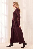 Mixed Media Long Sleeve Maxi Dress
