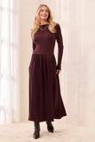 Mixed Media Long Sleeve Maxi Dress