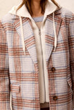 Plaid Car Coat with Removal Hood