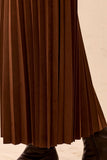 Pleated Stretchy Faux Suede Pull-On Maxi Skirt