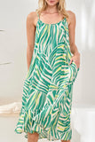 Braided Sraps Flounce-Hem Midi Dress