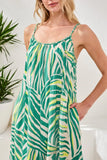 Braided Sraps Flounce-Hem Midi Dress