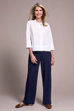 Soft Poplin 3/4 Sleeve Button Front