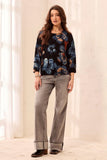 Soft Yarn Three Quarter Sleeve Crewneck Sweater
