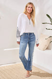 Embroidered Sophia Curvy Hugging Flare Leg Jeans