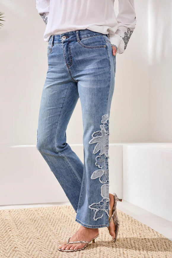 Embroidered Sophia Curvy Hugging Flare Leg Jeans – the clothesVine