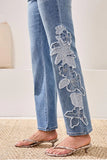 Embroidered Sophia Curvy Hugging Flare Leg Jeans