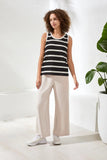 Textured Strip Knit Rib Band Tank Top