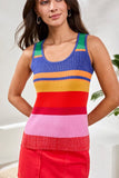 Textured U-Neck Colorblock Sweater Cami