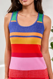 Textured U-Neck Colorblock Sweater Cami