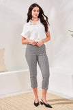 Gingham Bengaline Side Slit Capri Pants