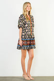 Puff Sleeve Print V-Neck Dress