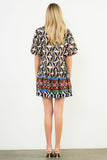 Puff Sleeve Print V-Neck Dress