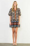Puff Sleeve Print V-Neck Dress